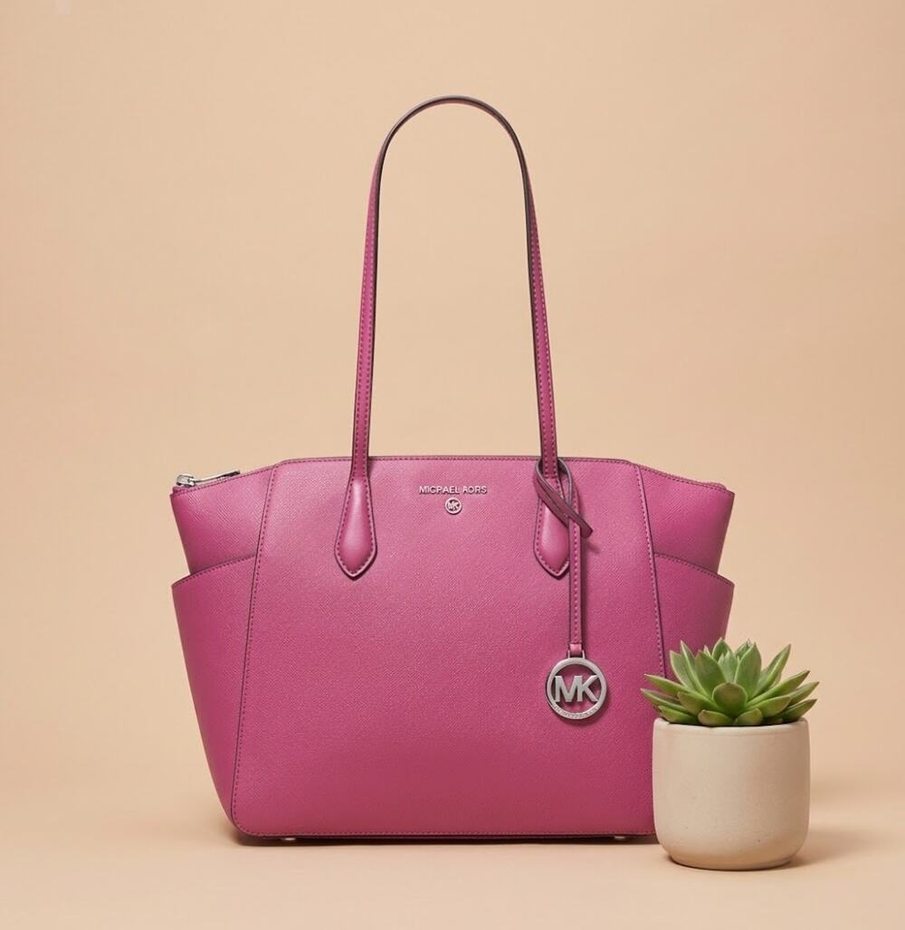 NWT Michael Kors Women Marilyn Medium Top Zip Tote, Deep Fuchsia-OS